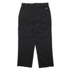 DICKIES Mens Cotton Blend Black Relaxed Straight Trousers W33 L27 Workwear Zip