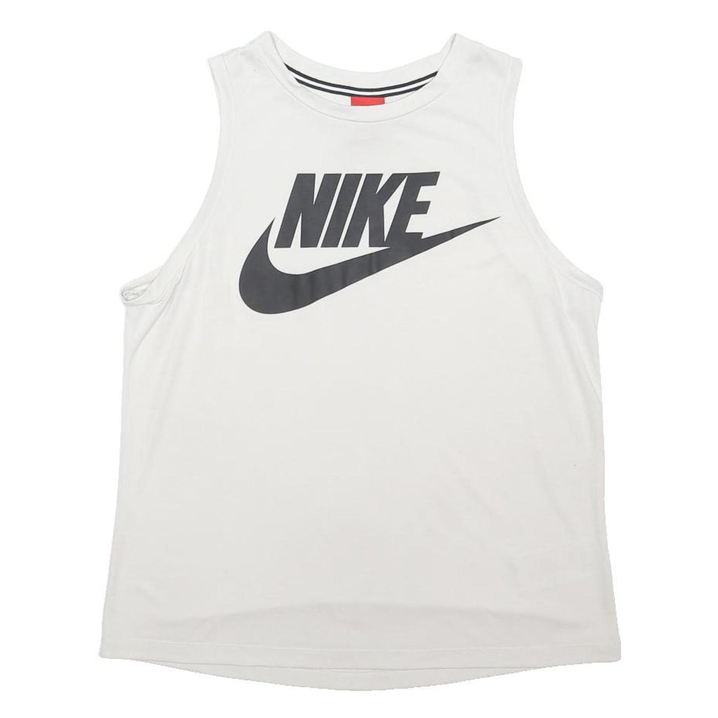 NIKE Mens White Vest M Sleeveless Crew Neck Cotton Blend Casual Gymwear
