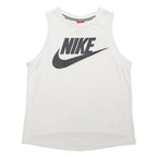 NIKE Mens White Vest M Sleeveless Crew Neck Cotton Blend Casual Gymwear