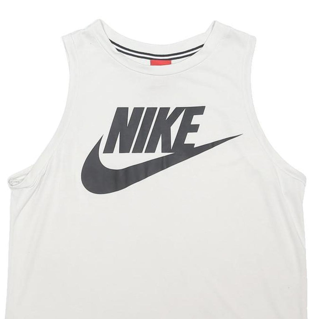 NIKE Mens White Vest M Sleeveless Crew Neck Cotton Blend Casual Gymwear