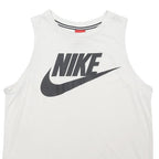 NIKE Mens White Vest M Sleeveless Crew Neck Cotton Blend Casual Gymwear