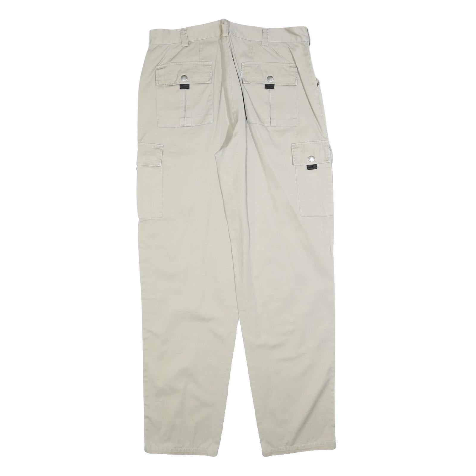 MG COMPANY Mens Cotton Blend Beige Relaxed Cargo Trousers W34 L34 Casual