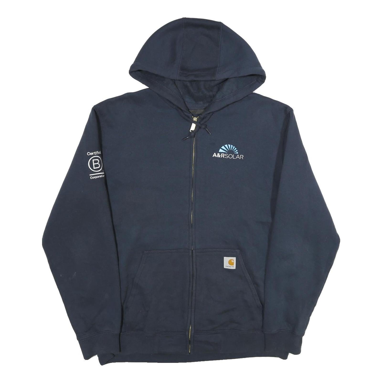 CARHARTT Mens Navy Blue A&R Solar Full Zip Hoodie L Workwear Cotton Casual