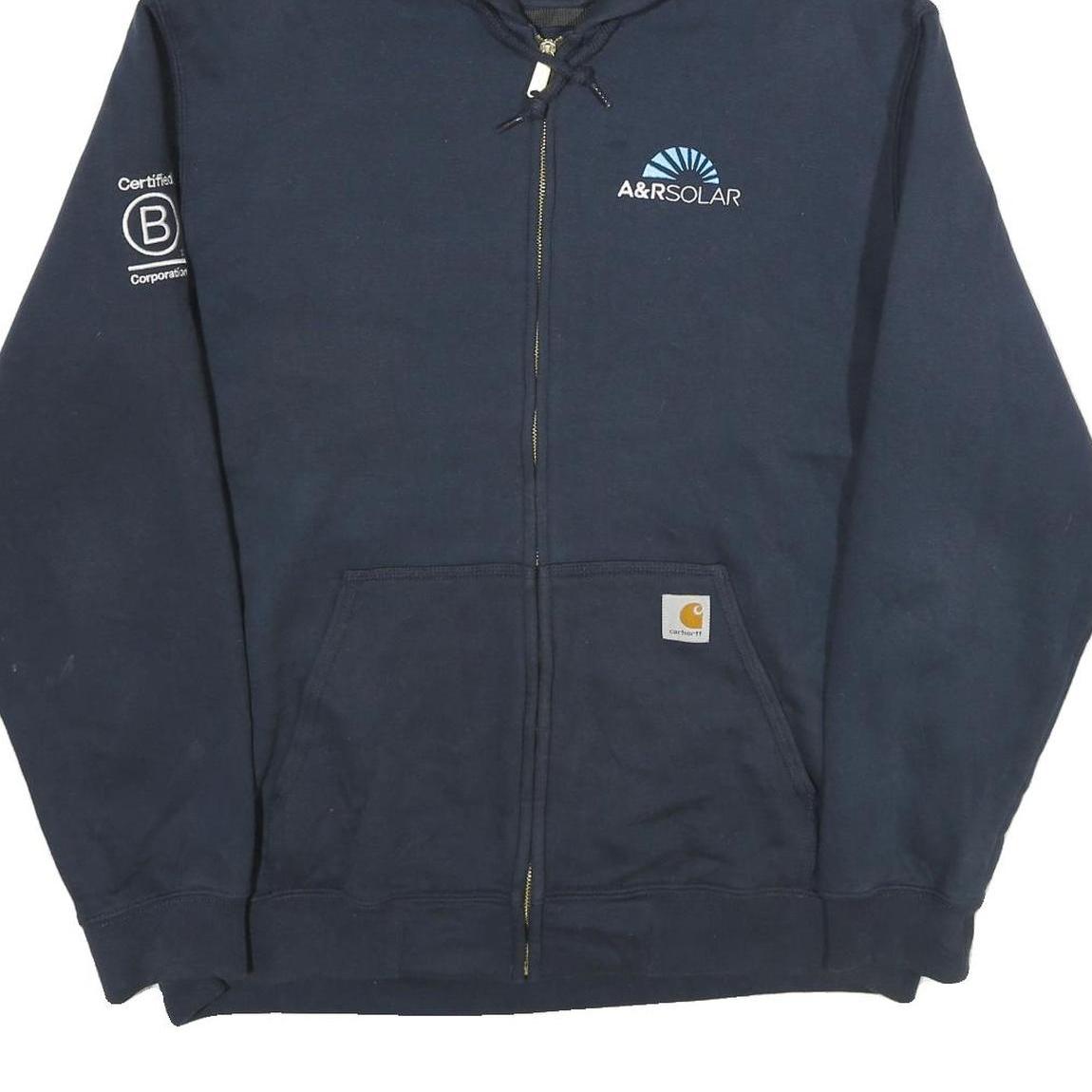 CARHARTT Mens Navy Blue A&R Solar Full Zip Hoodie L Workwear Cotton Casual