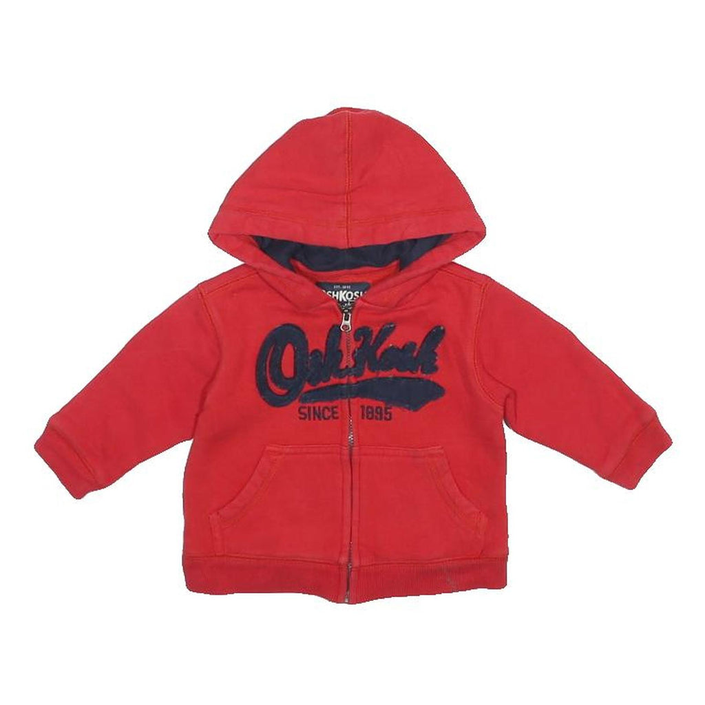 OSH KOSH Boys Red Hoodie 12 Months XXS Full Zip Cotton Blend Zip Up Kids
