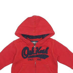 OSH KOSH Boys Red Hoodie 12 Months XXS Full Zip Cotton Blend Zip Up Kids