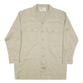 DICKIES Mens Beige Cotton Blend Long Sleeve Shirt L Workwear Utility Casual