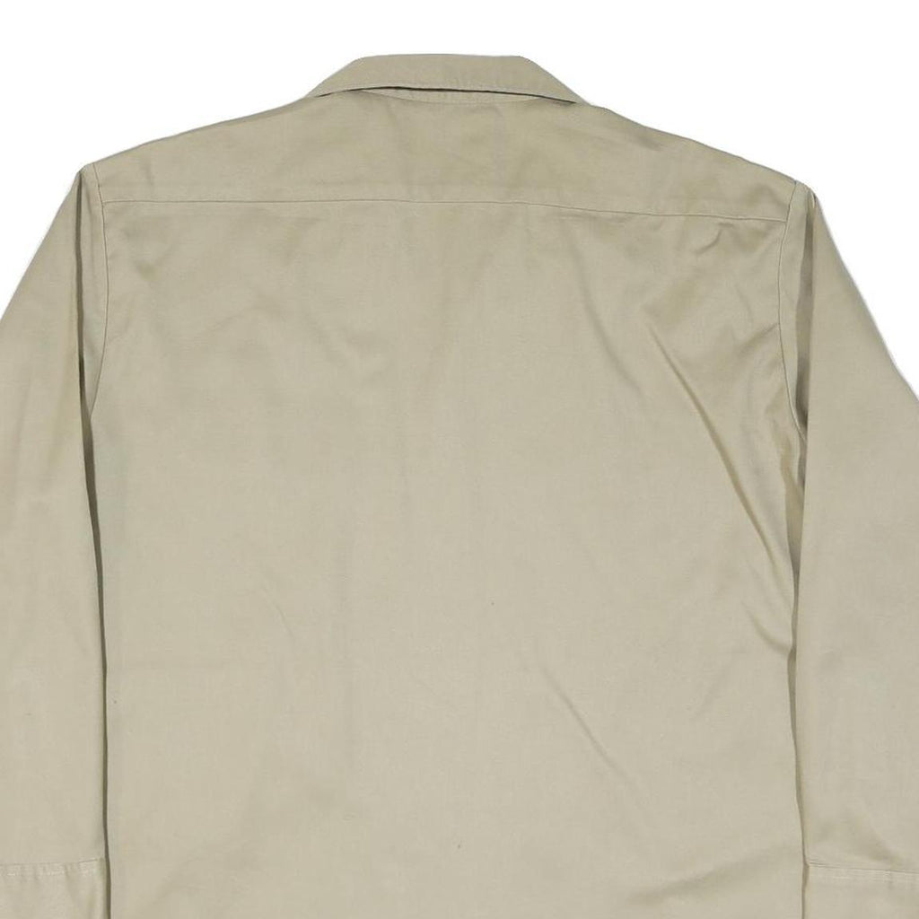 DICKIES Mens Beige Cotton Blend Long Sleeve Shirt L Workwear Utility Casual