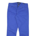 TOMMY HILFIGER Womens Cotton Blend Blue Slim Trousers W32 L26 Zip Casual Slim