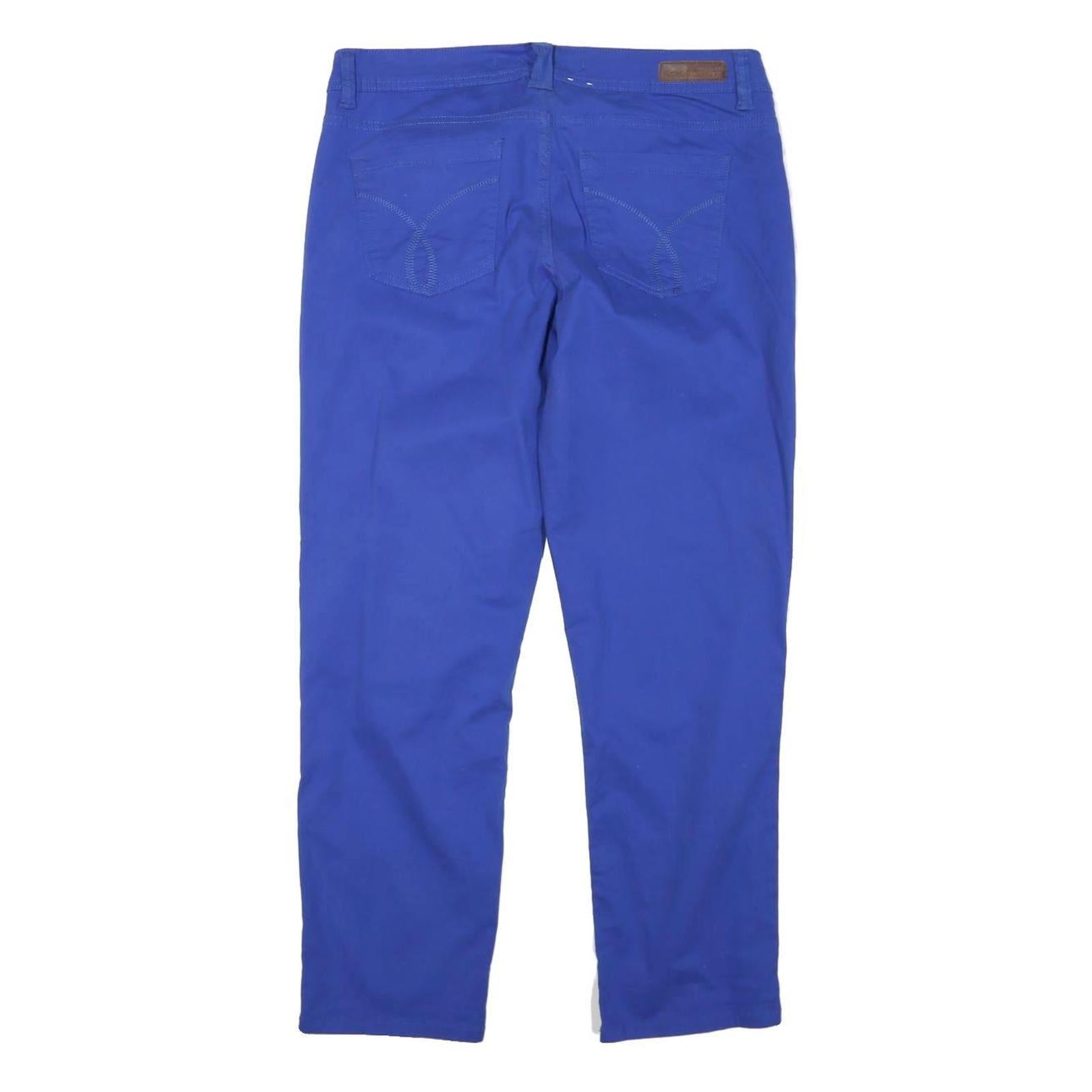 TOMMY HILFIGER Womens Cotton Blend Blue Slim Trousers W32 L26 Zip Casual Slim