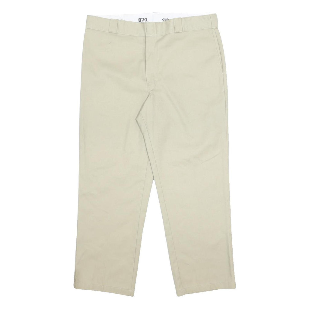 DICKIES Mens Cotton Blend Beige Classic Straight Trousers W38 L29 Workwear Zip