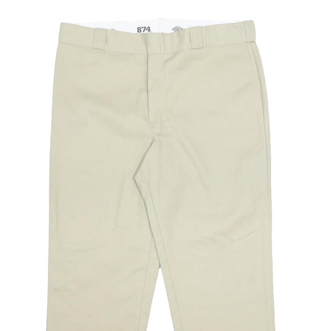 DICKIES Mens Cotton Blend Beige Classic Straight Trousers W38 L29 Workwear Zip