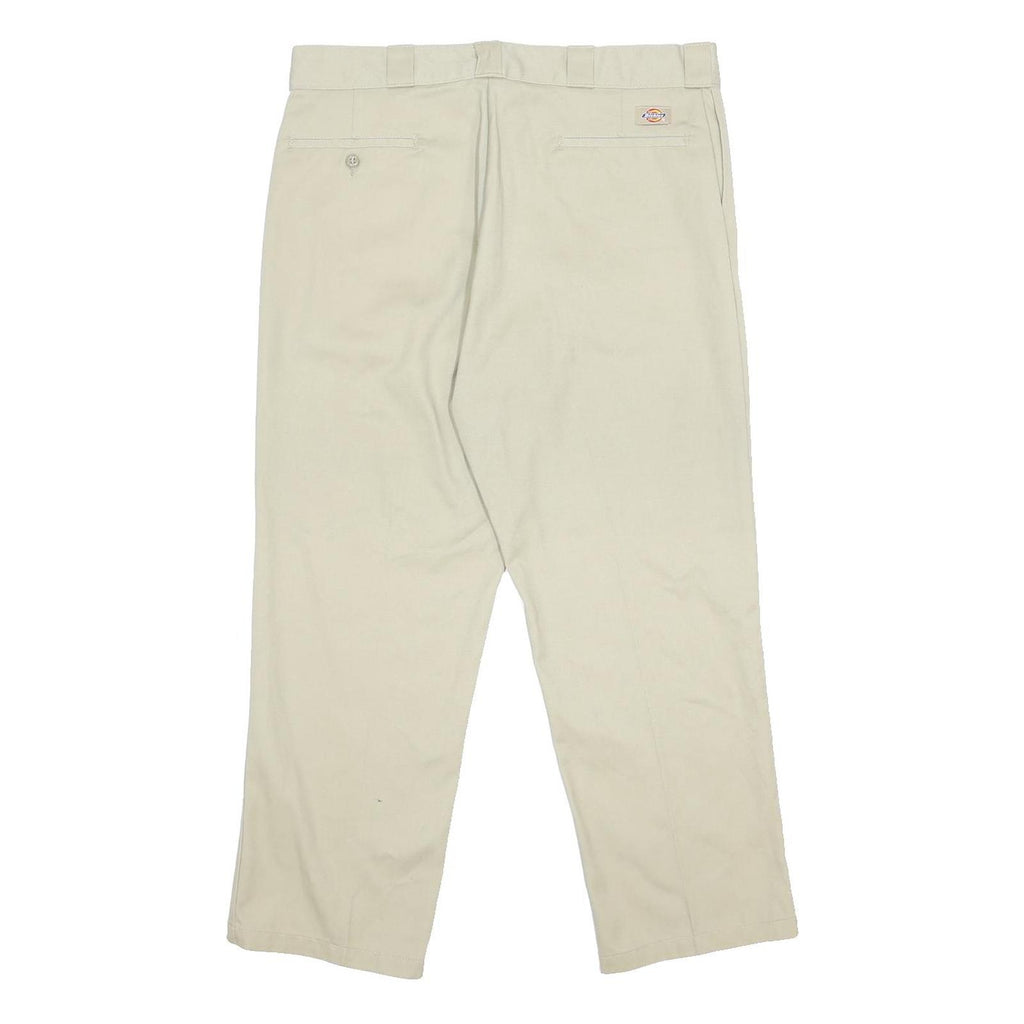 DICKIES Mens Cotton Blend Beige Classic Straight Trousers W38 L29 Workwear Zip