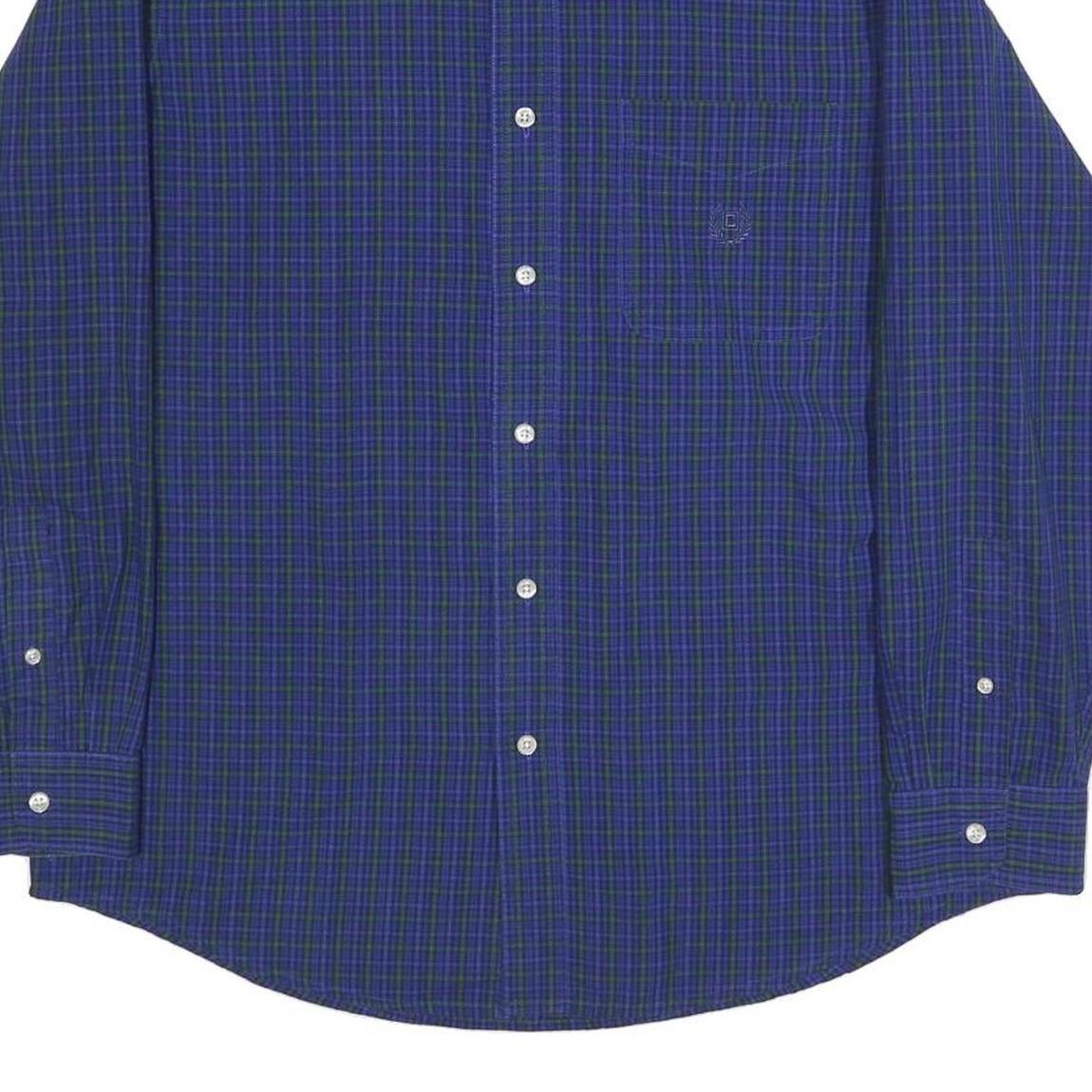 CHAPS Mens Blue & Green Check Shirt M Button Down Long Sleeve Casual Cotton