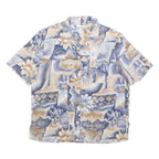 ALFRED DUNNER Womens Blue Beige Floral Printed Shirt Short Sleeve Collared L