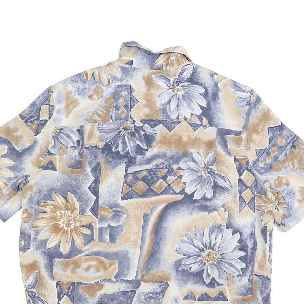 ALFRED DUNNER Womens Blue Beige Floral Printed Shirt Short Sleeve Collared L