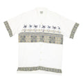 BUGLE BOY Mens White Green Tropical Print Cotton Blend Shirt L Casual Summer