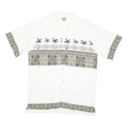 BUGLE BOY Mens White Green Tropical Print Cotton Blend Shirt L Casual Summer