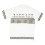 BUGLE BOY Mens White Green Tropical Print Cotton Blend Shirt L Casual Summer