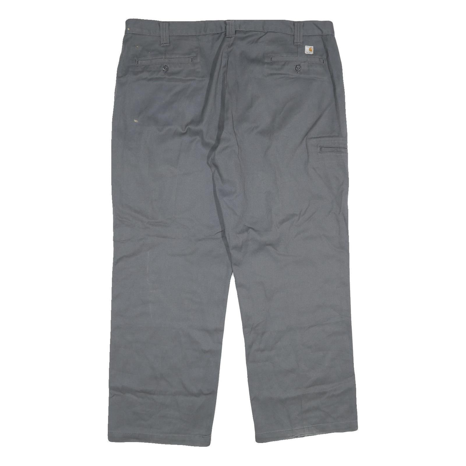 CARHARTT Mens Grey Regular Fit Straight Leg Trousers W42 L30 Workwear Utility