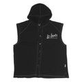 LEGAL POWER Mens Black Sleeveless Hoodie M LP Limits Graphic Button Front