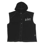 LEGAL POWER Mens Black Sleeveless Hoodie M LP Limits Graphic Button Front