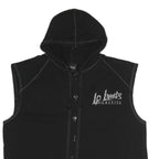 LEGAL POWER Mens Black Sleeveless Hoodie M LP Limits Graphic Button Front