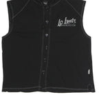 LEGAL POWER Mens Black Sleeveless Hoodie M LP Limits Graphic Button Front