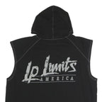 LEGAL POWER Mens Black Sleeveless Hoodie M LP Limits Graphic Button Front