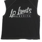 LEGAL POWER Mens Black Sleeveless Hoodie M LP Limits Graphic Button Front