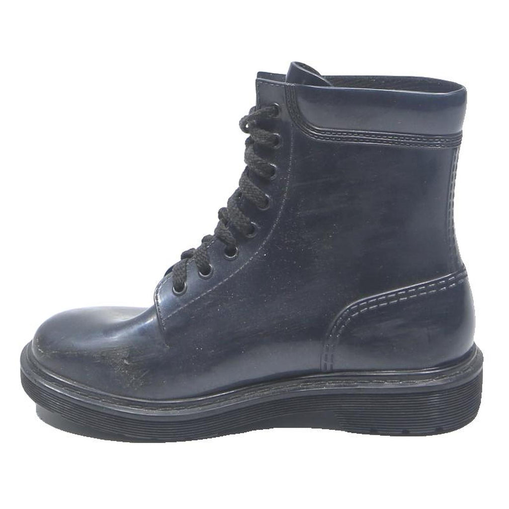 ARMANI JEANS Womens Black Synthetic Ankle Boots UK 4 Lace-Up Casual Style