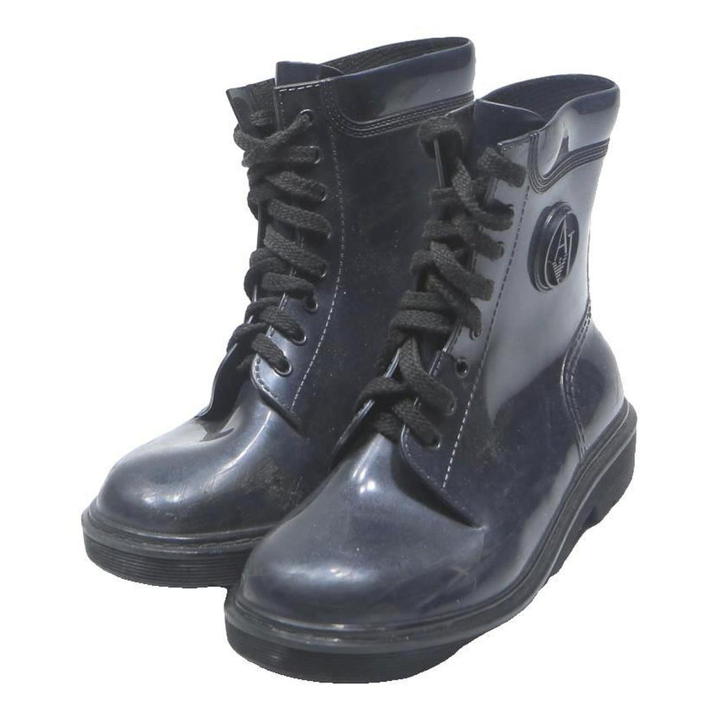 ARMANI JEANS Womens Black Synthetic Ankle Boots UK 4 Lace-Up Casual Style