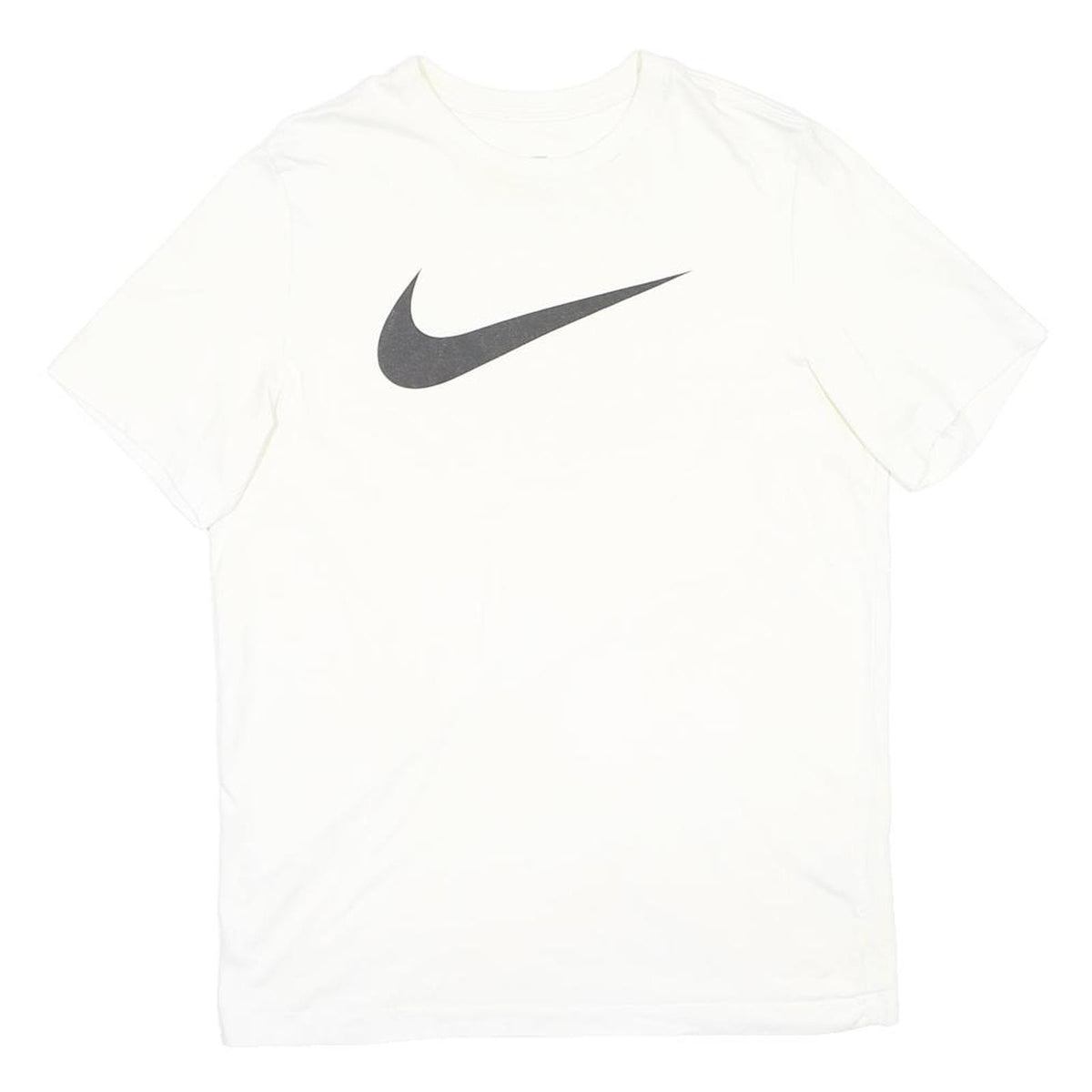 NIKE Mens White L Logo Graphic T-Shirt Short Sleeve Crew Neck Festival