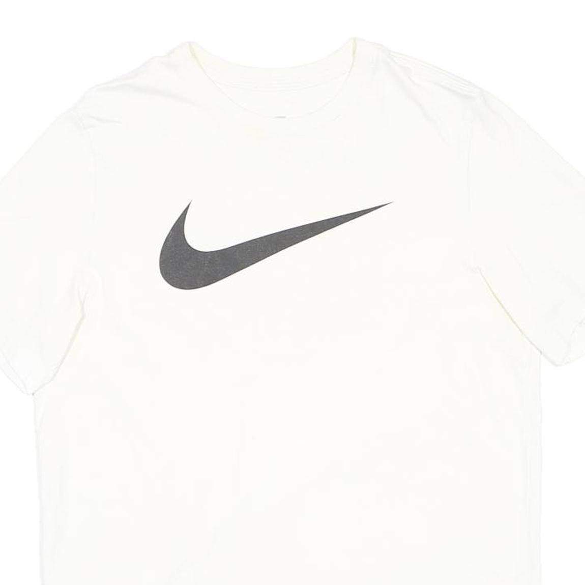 NIKE Mens White L Logo Graphic T-Shirt Short Sleeve Crew Neck Festival