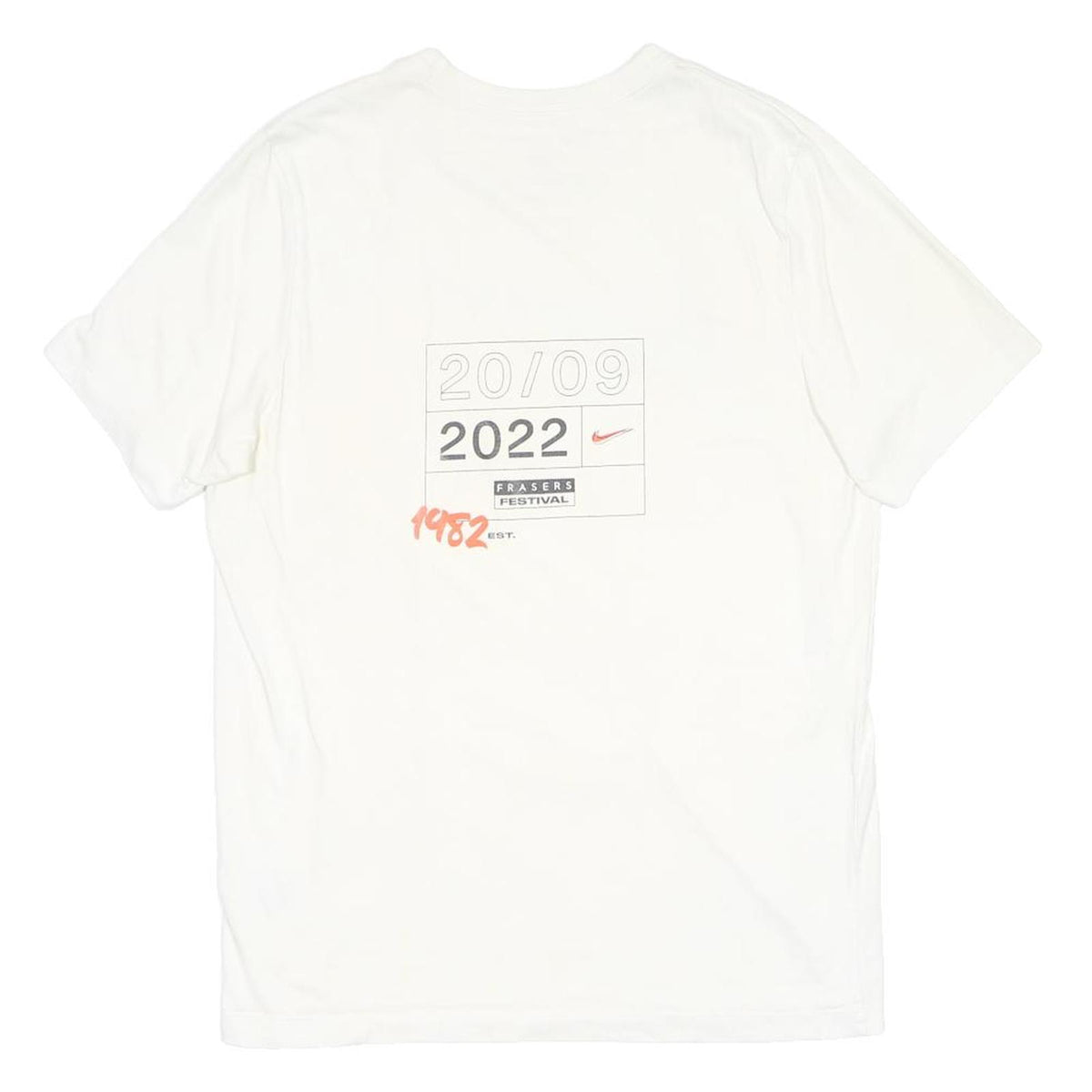 NIKE Mens White L Logo Graphic T-Shirt Short Sleeve Crew Neck Festival