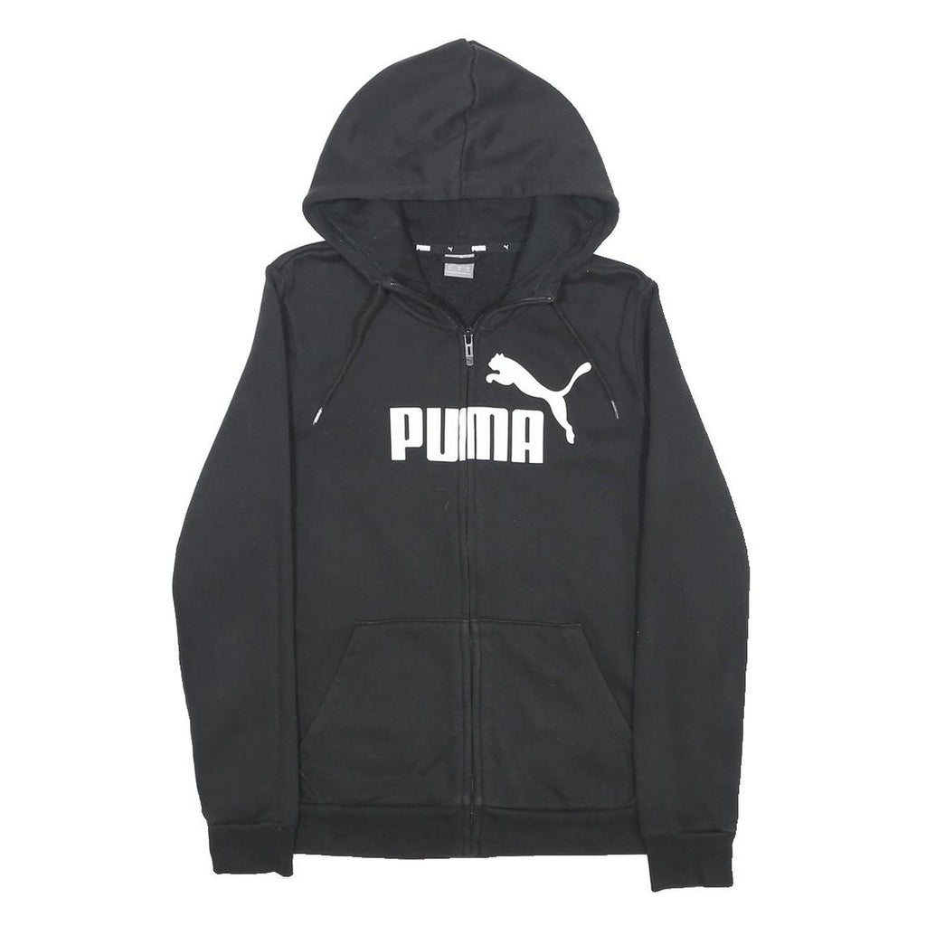 PUMA Womens Black Pullover Hoodie M Cotton Blend Zip Hooded Sweatshirt