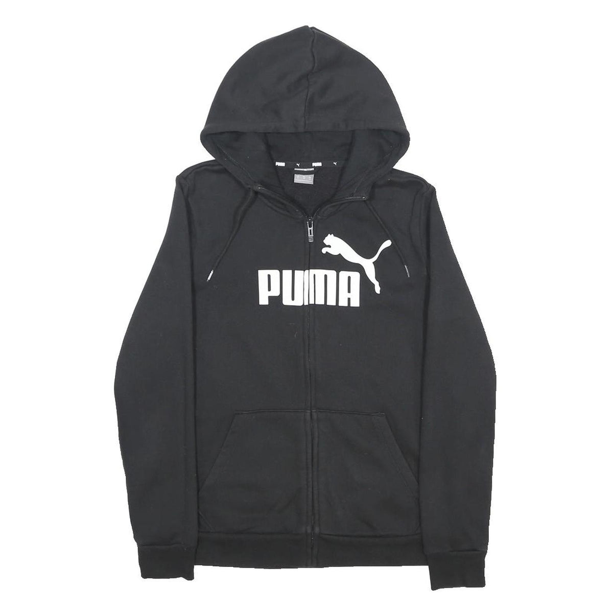 PUMA Womens Black Pullover Hoodie M Cotton Blend Zip Hooded Sweatshirt