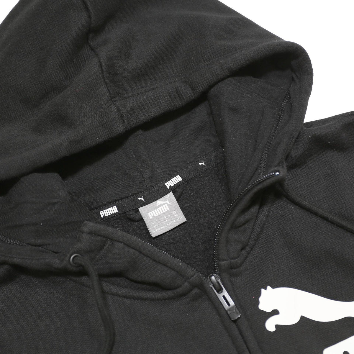 PUMA Womens Black Pullover Hoodie M Cotton Blend Zip Hooded Sweatshirt