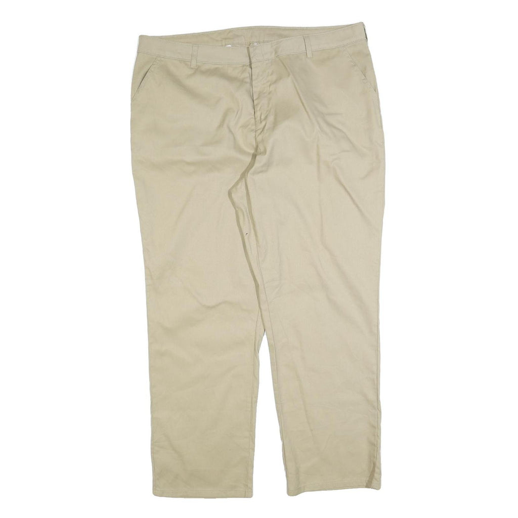DICKIES Mens Cotton Blend Beige Regular Fit Straight Leg Trousers W40 L30