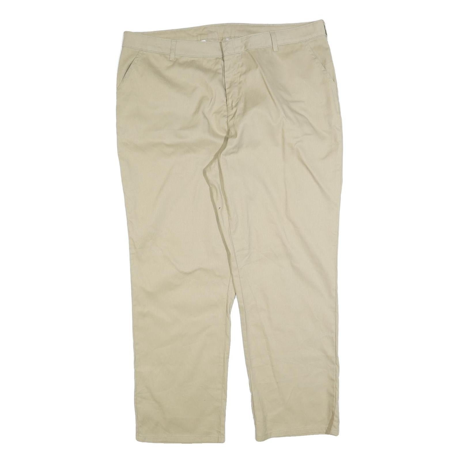 DICKIES Mens Cotton Blend Beige Regular Fit Straight Leg Trousers W40 L30