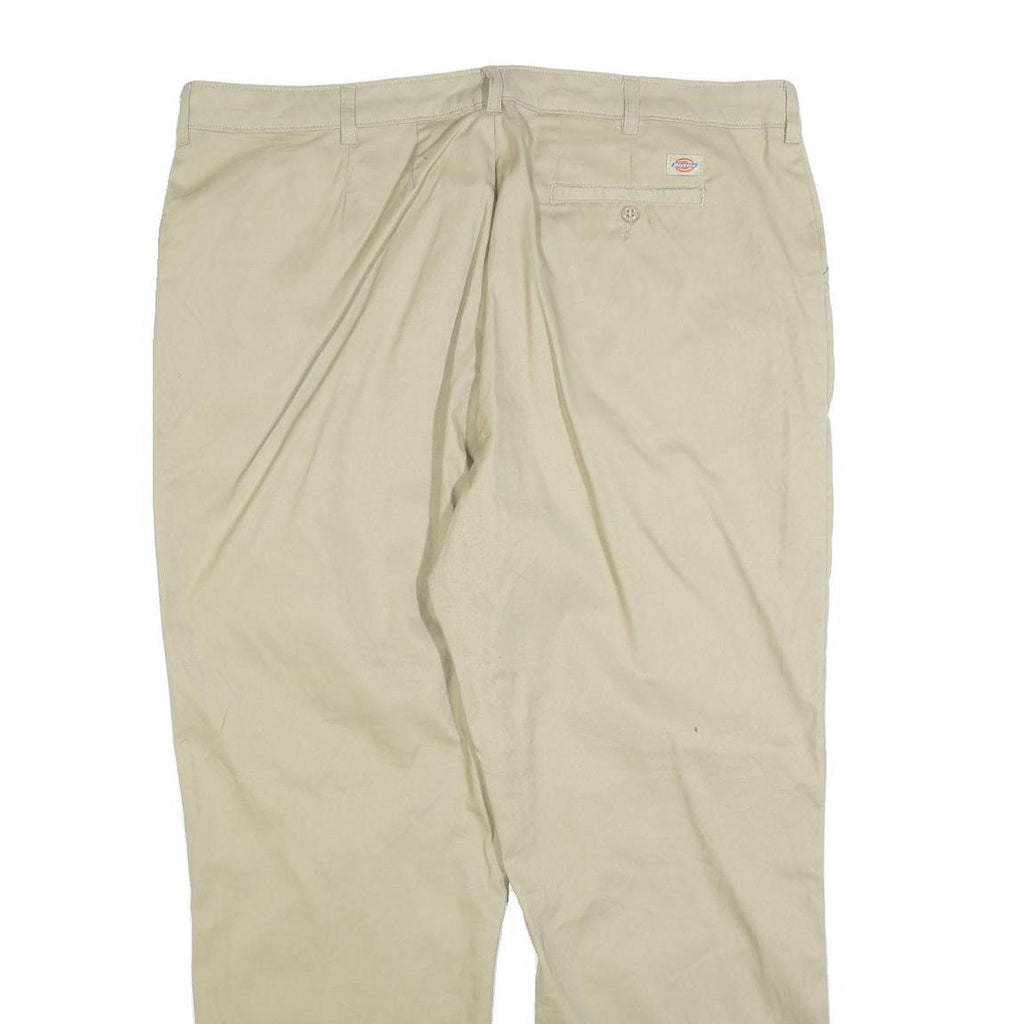 DICKIES Mens Cotton Blend Beige Regular Fit Straight Leg Trousers W40 L30