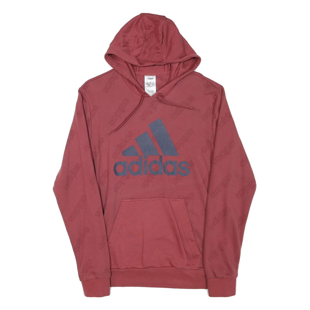 ADIDAS Mens Red Pullover Hoodie M Cotton Blend Casual Sportswear