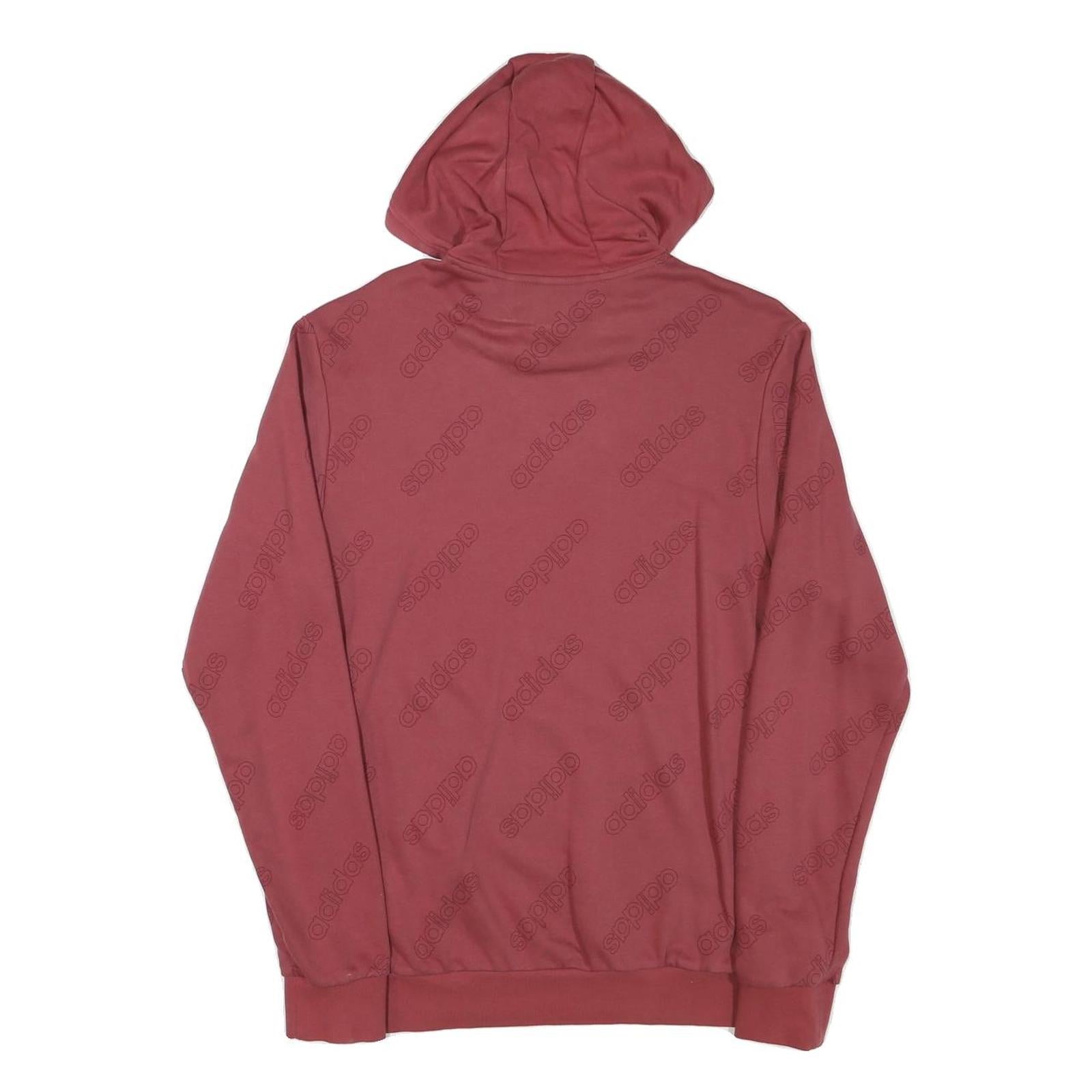 ADIDAS Mens Red Pullover Hoodie M Cotton Blend Casual Sportswear