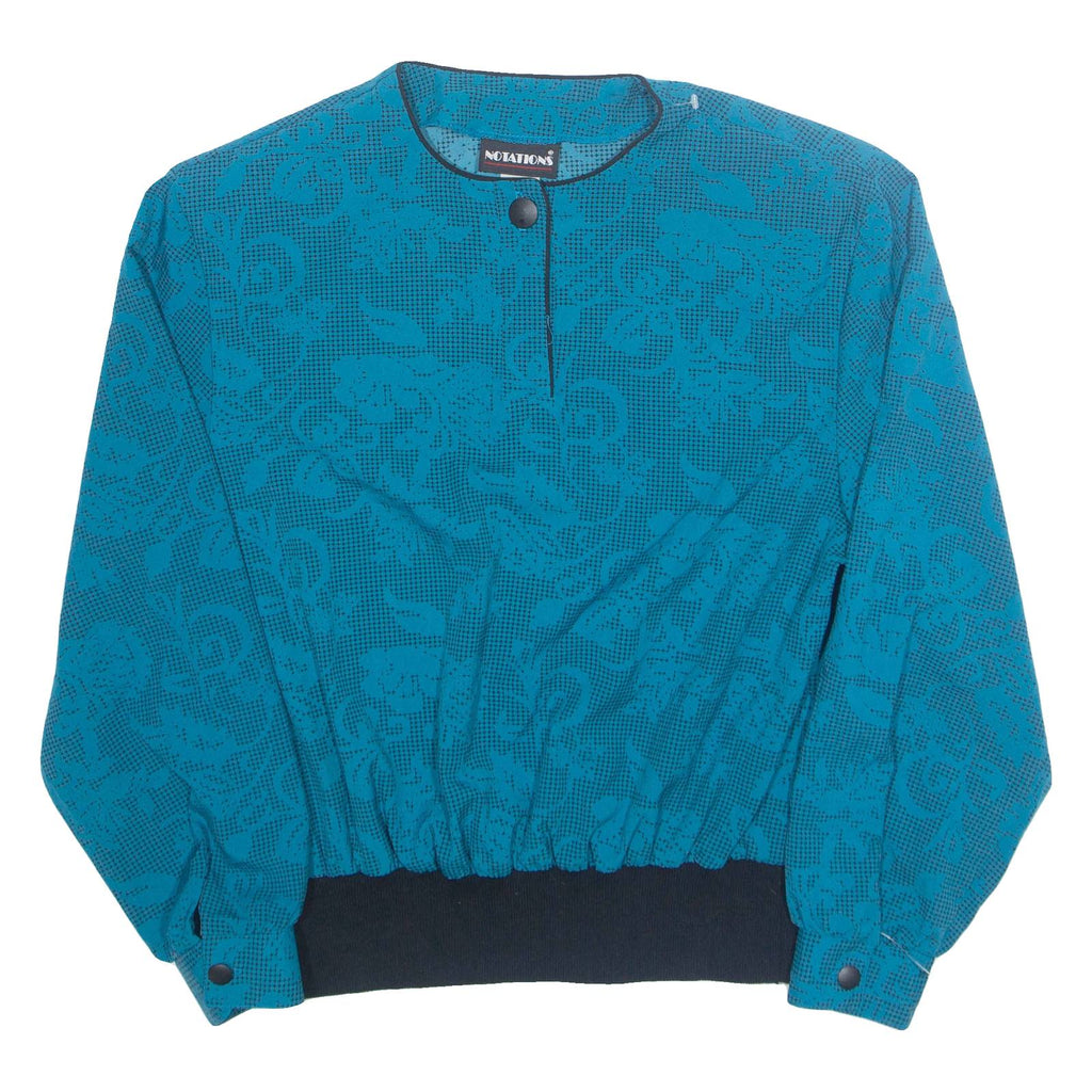NOTATIONS Womens Printed Blouse Blue Long Sleeve Floral M