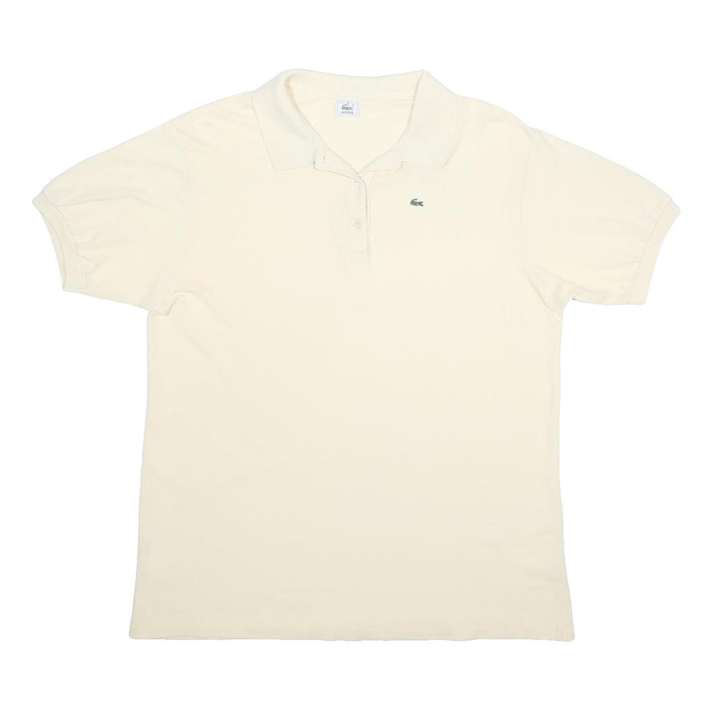 LACOSTE Mens Cream Short Sleeve Plain M Cotton Polo Shirt Classic Fit