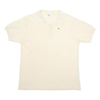 LACOSTE Mens Cream Short Sleeve Plain M Cotton Polo Shirt Classic Fit