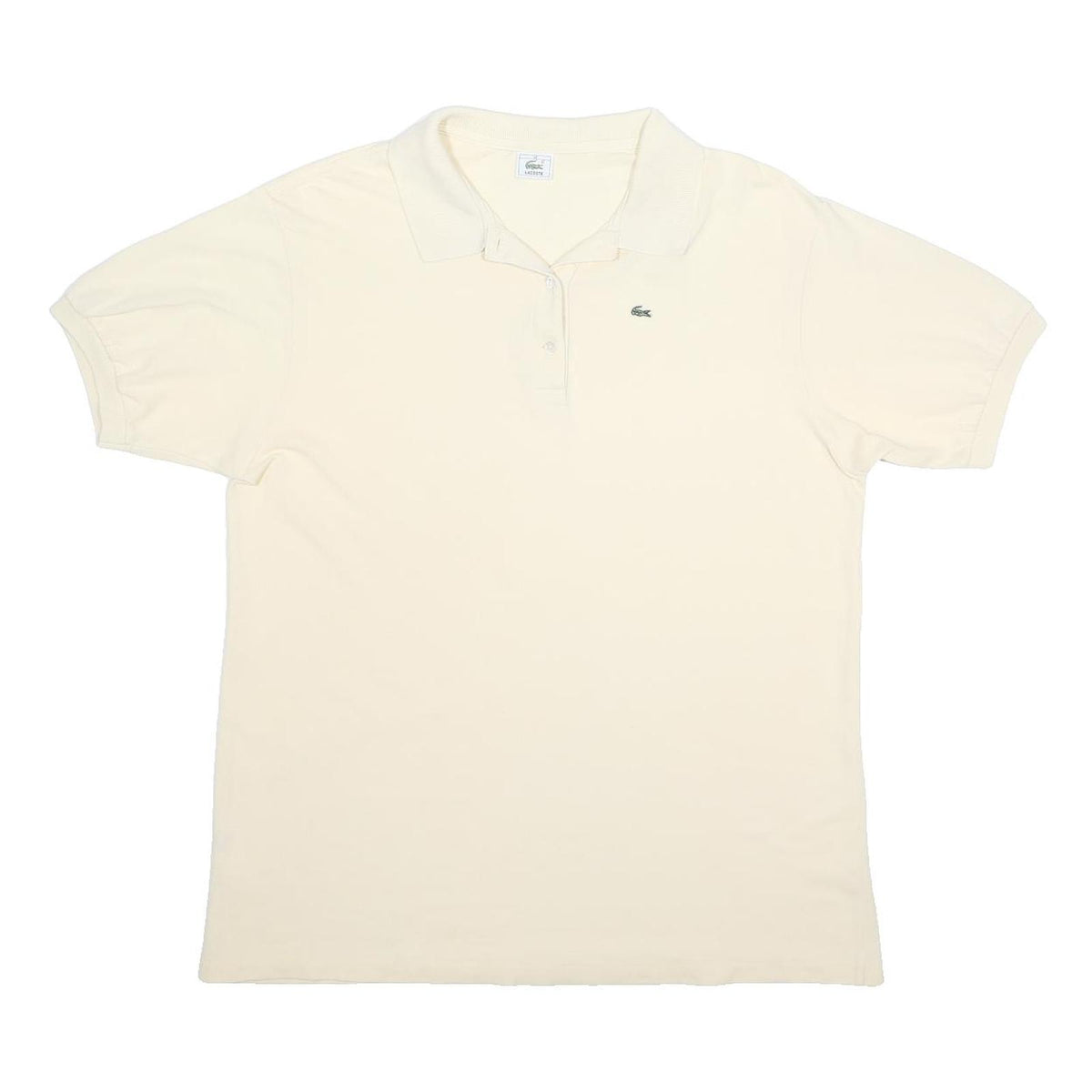 LACOSTE Mens Cream Short Sleeve Plain M Cotton Polo Shirt Classic Fit