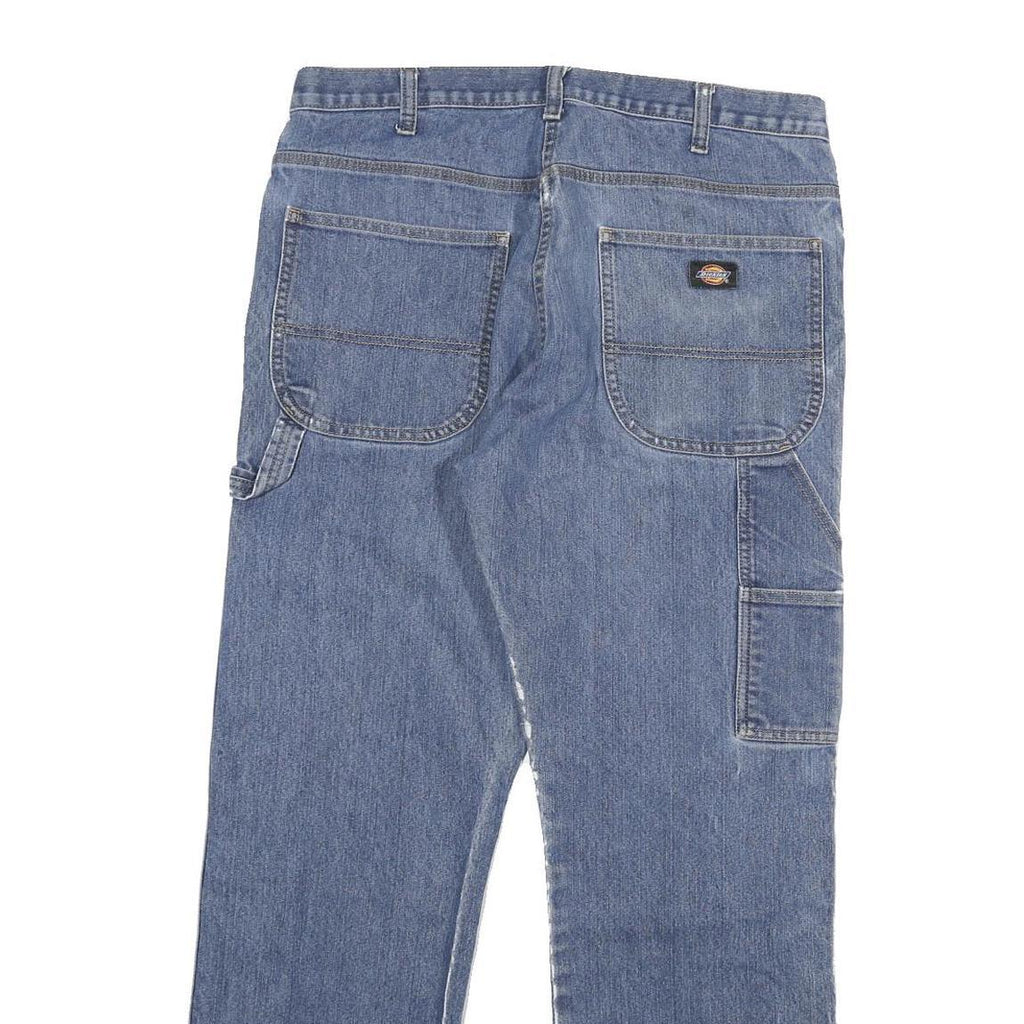 DICKIES Mens Jeans Blue Relaxed Straight Denim Medium W34 L29 Workwear Zip