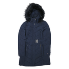 TOMMY HILFIGER Womens Navy Blue Quilted Jacket S Polyester Blend Hooded Zip