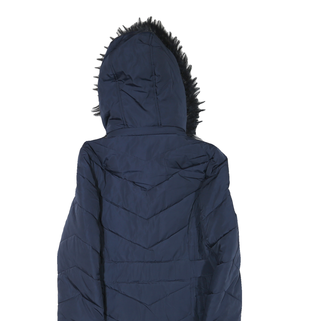 TOMMY HILFIGER Womens Navy Blue Quilted Jacket S Polyester Blend Hooded Zip